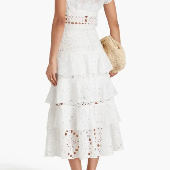NWT Sandro White Tiered Maxi Skirt - Picture 3 of 4